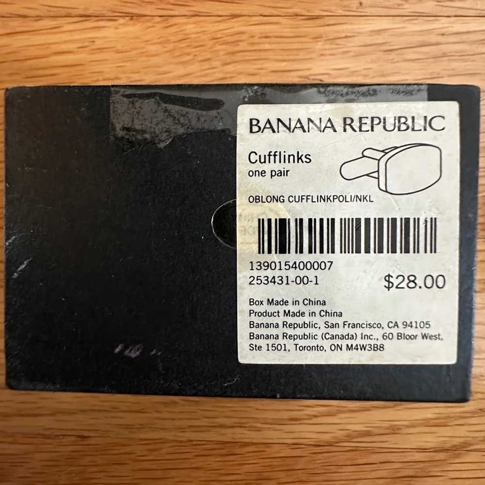Banana Republic Cuff Links Oblong Silver Tone Cufff Links
